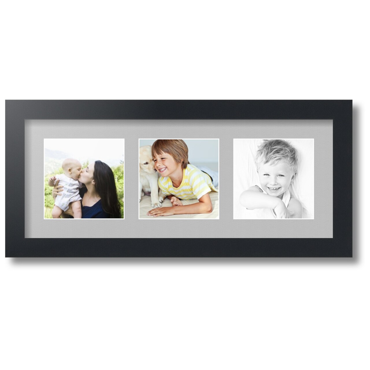 ArtToFrames Collage Photo Picture Frame with 3 - 5x5 inch Openings, Framed in Black with Over 62 Mat Color Options and Regular Glass (CSM-3926-95)